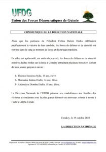 Guinée: Cellou Dalein Diallo annonce la mort de trois jeunes et accuse Alpha Condé